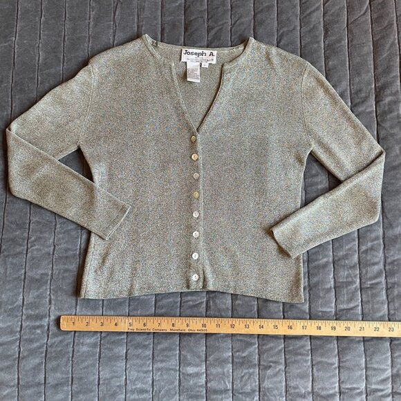 Vintage Joseph A. Silk/Metallic Cardigan Petite - Picture 7 of 13